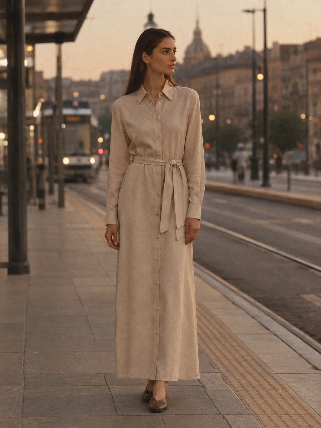 Tram Stop Long Shirt Dress, view 1