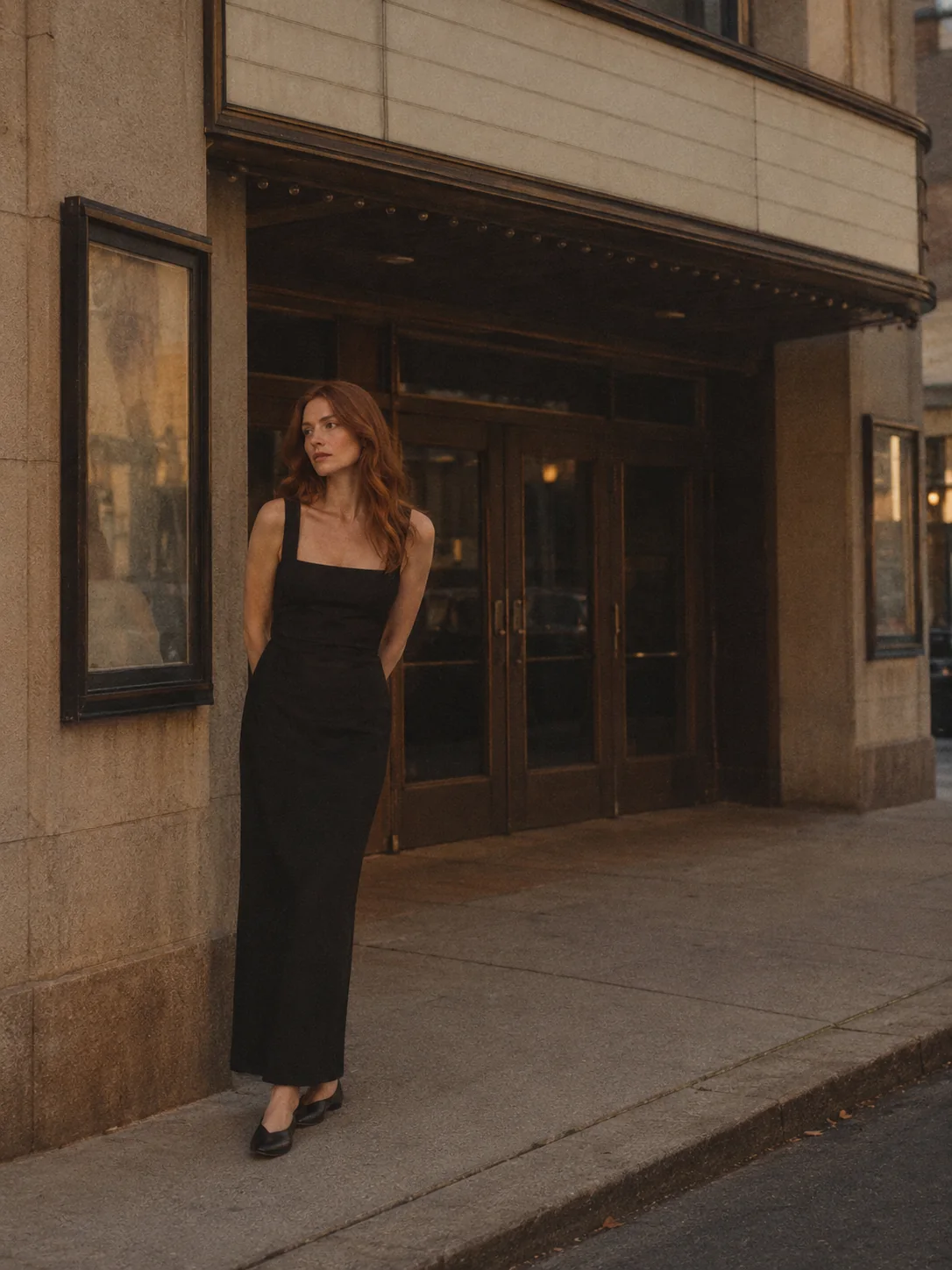 Matinee Square-Neck Long Dress, view 1