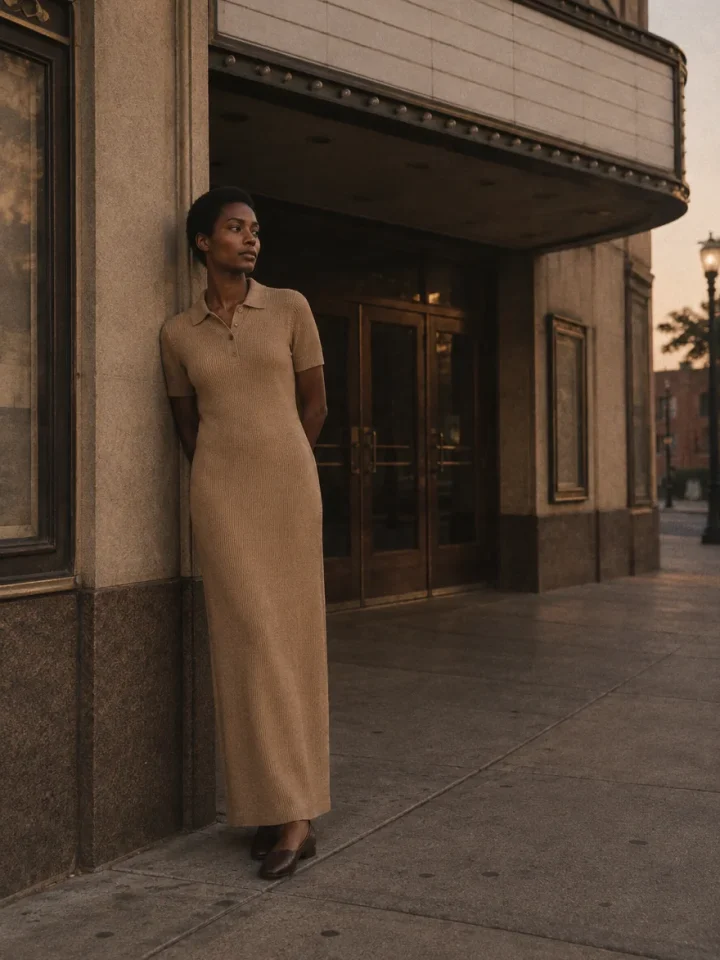 Cinema Queue Knit Polo Maxi