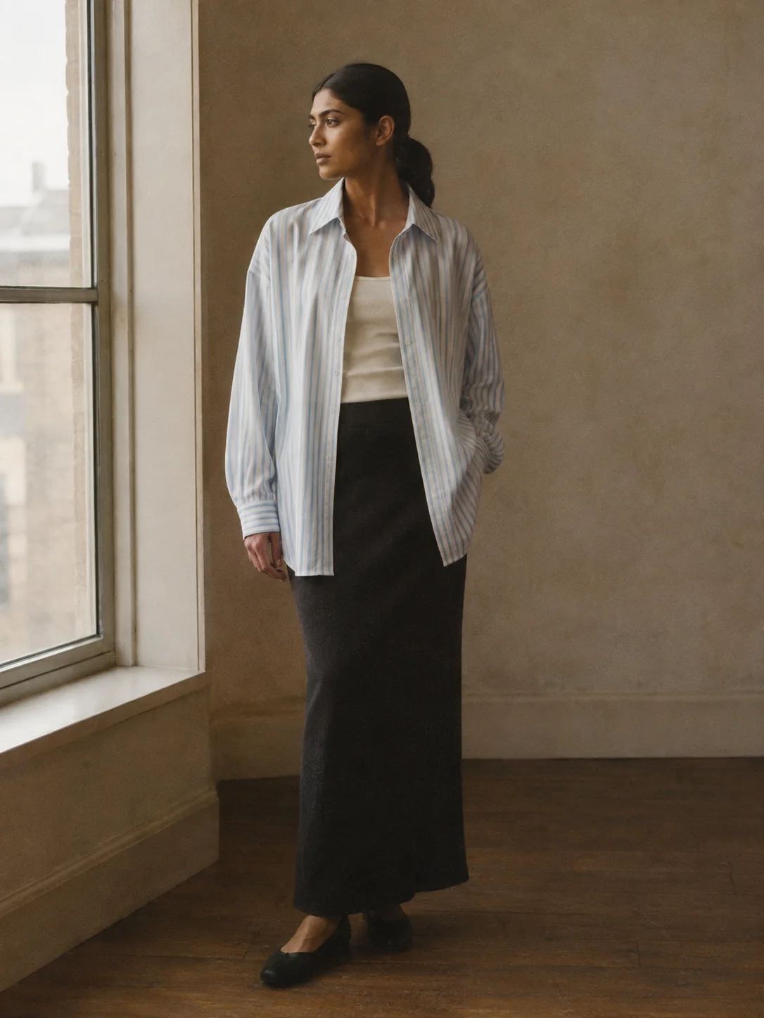 Voice-Over Oversized Stripe Shirt, view 1