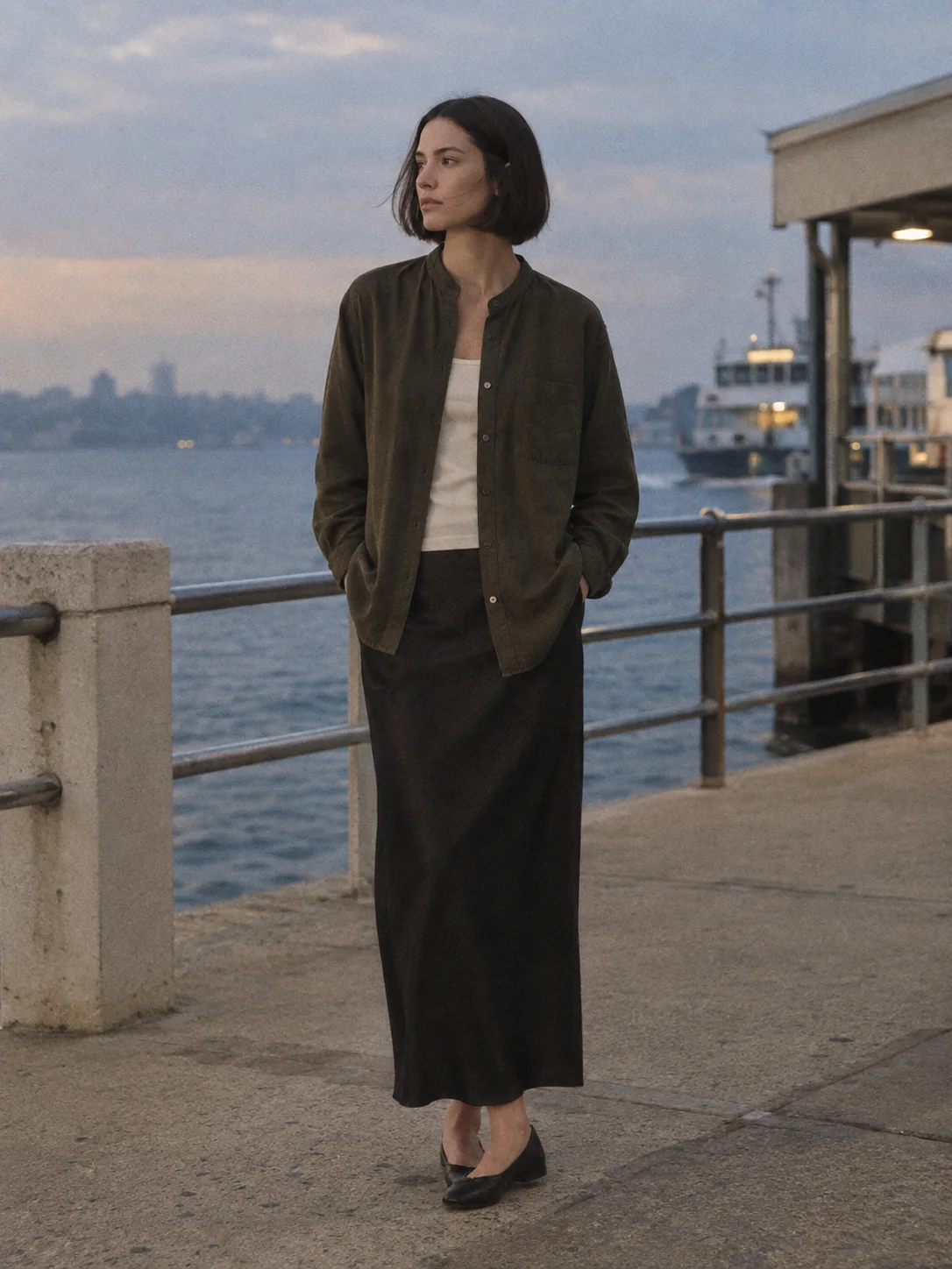 Dolly Band-Collar Overshirt, view 1