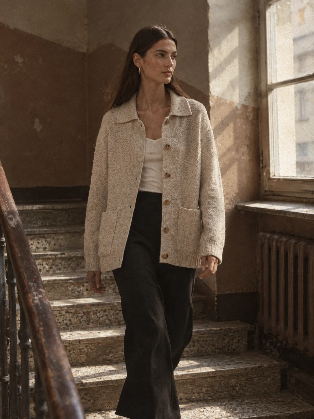 Soft Cut Knit Overshirt, view 3