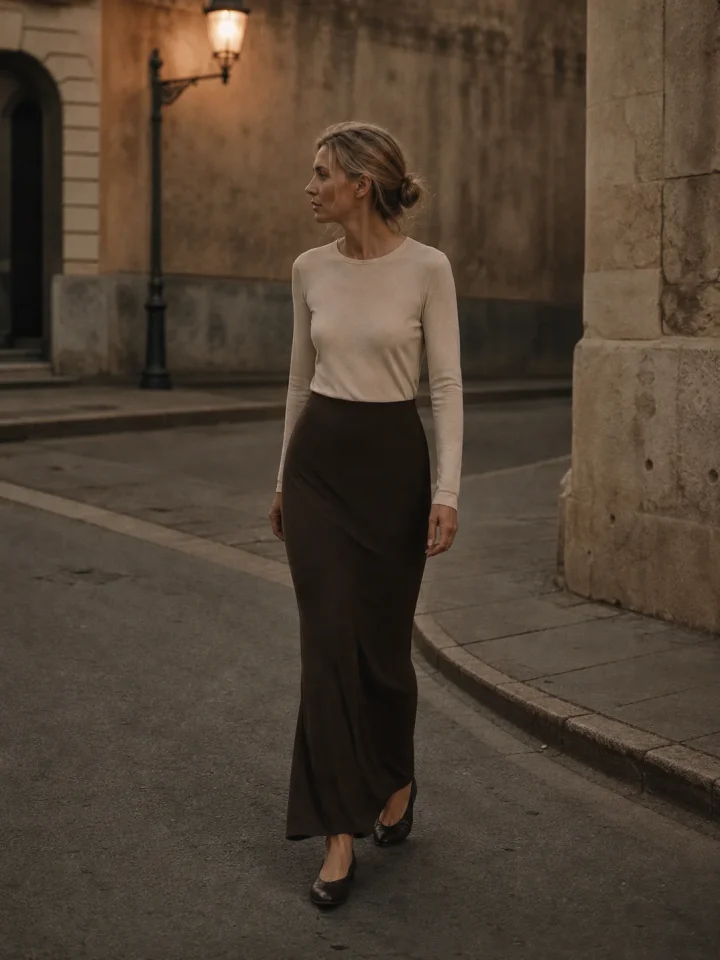 Long Take Bias Column Skirt