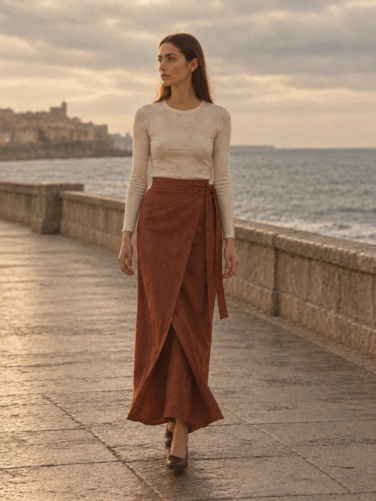 Crossing Wrap Maxi Skirt, view 3