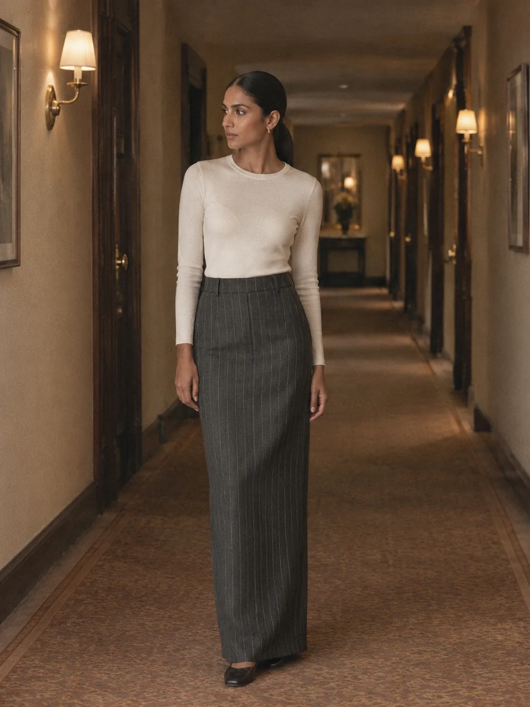 Quiet Seam Tailored Maxi Skirt, view 1