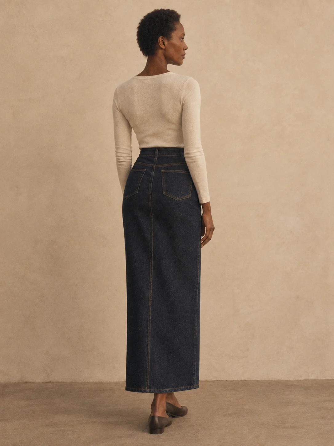Platform 4 Denim-Look Column Skirt, view 2