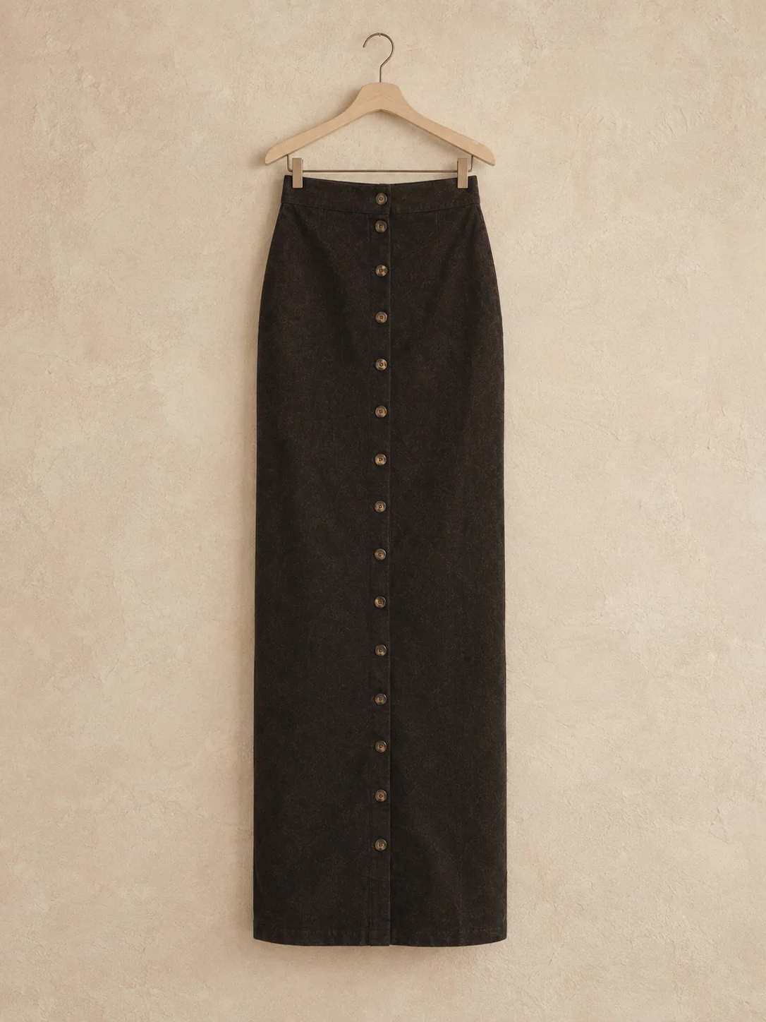 Station Clock Button-Front Skirt, view 4