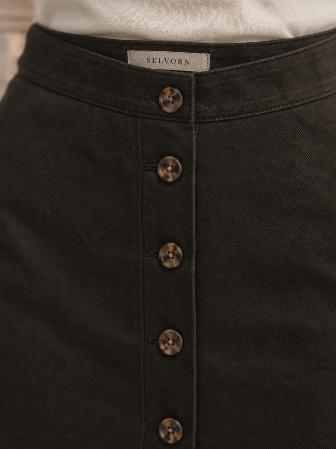 Station Clock Button-Front Skirt, view 5