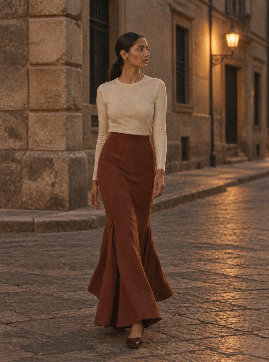 Low Sun Godet Column Skirt, view 3