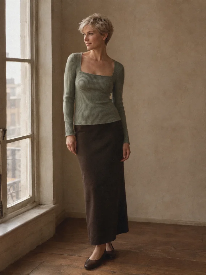 Mezzanine Square-Neck Long Sleeve