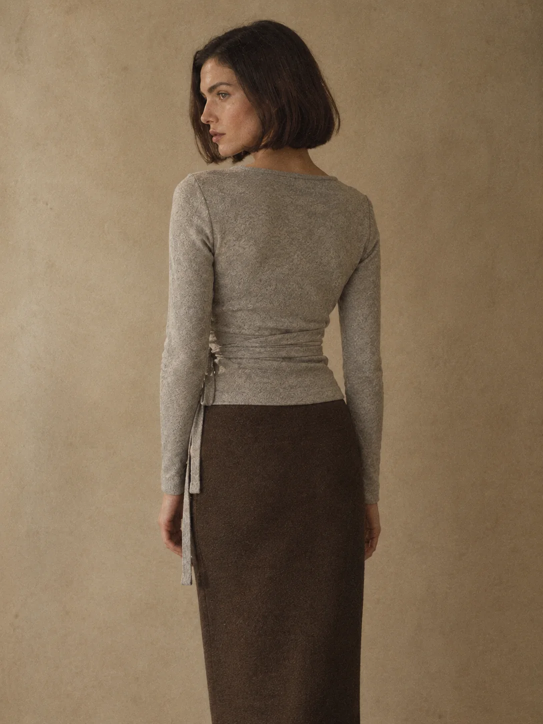 Slate Ballet Wrap Top, view 2
