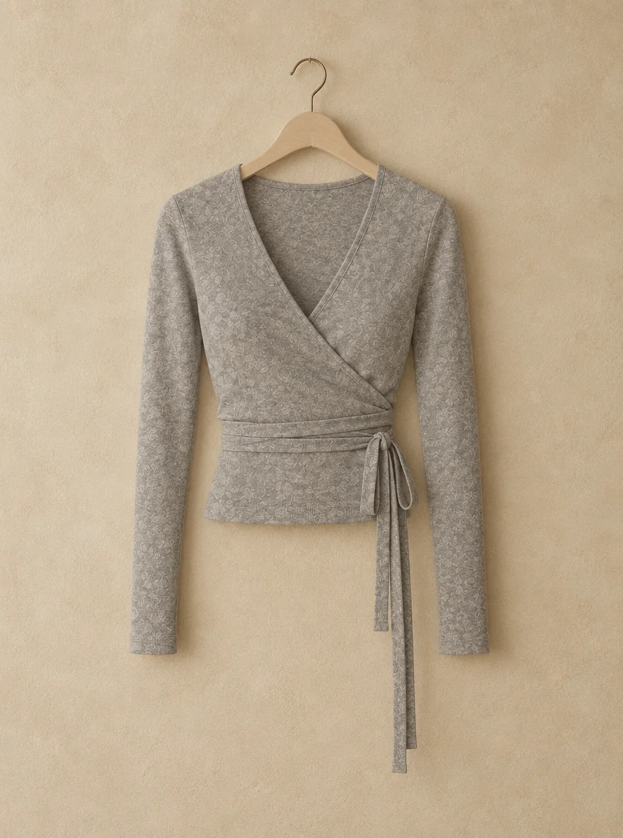 Slate Ballet Wrap Top, view 4