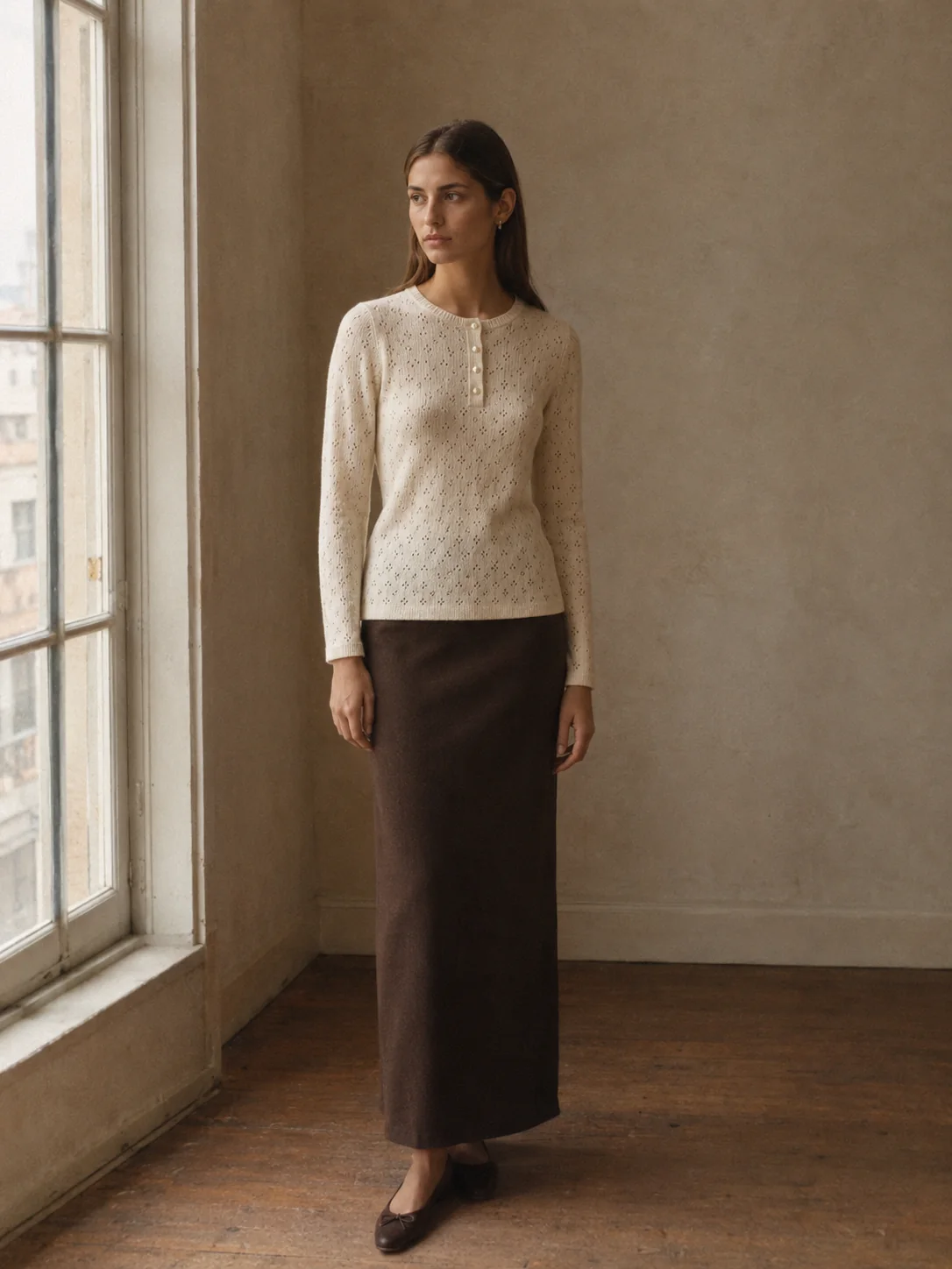 Pinhole Pointelle Long Sleeve, view 1