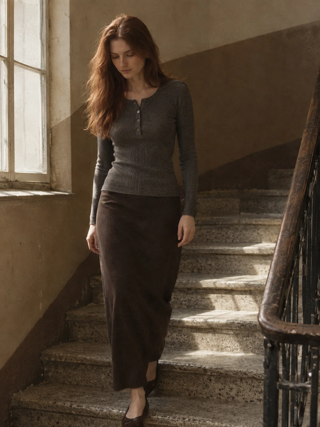 Close-Up Henley Rib Top, view 1